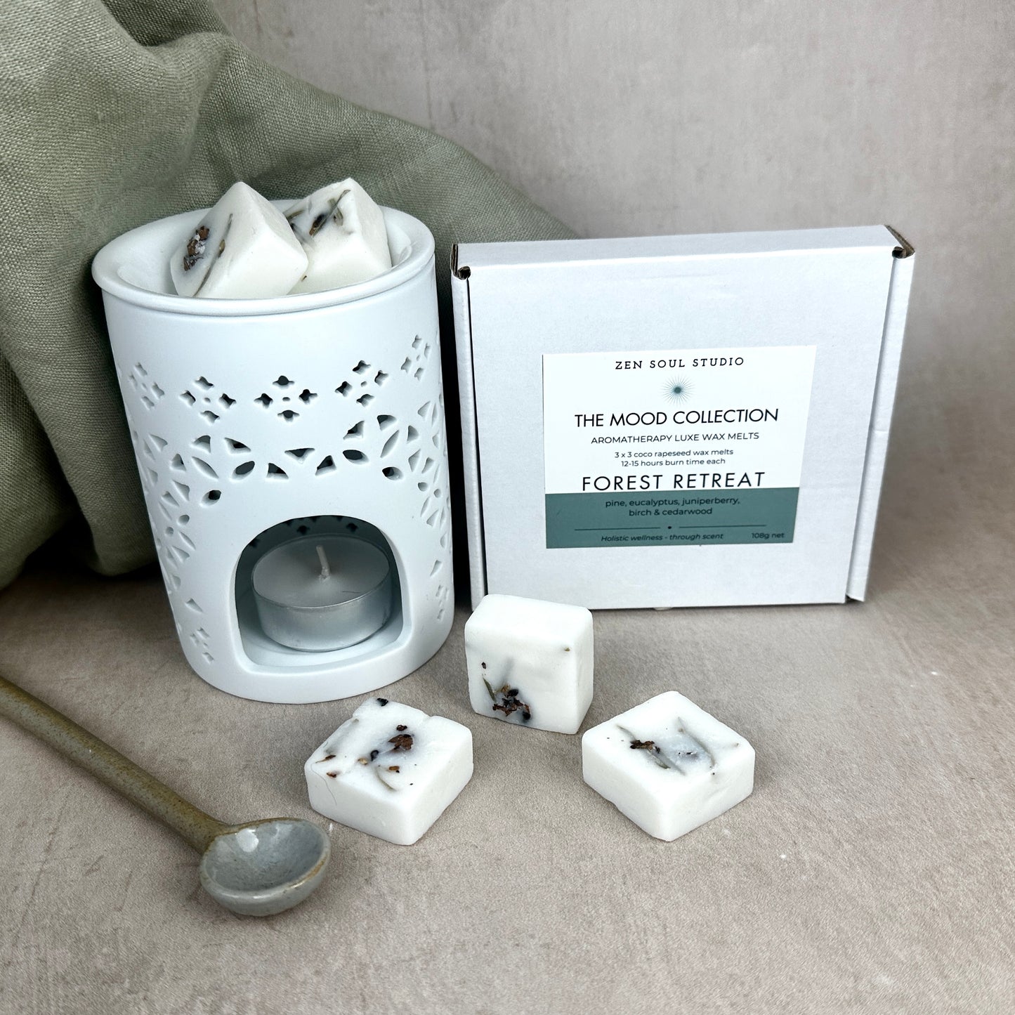 CERAMIC LATTICE WAX MELT BURNER Gift Set – Luxe White Box