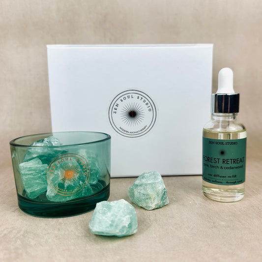 Gemstone Diffuser -Green Fluorite w. Forest Therapy