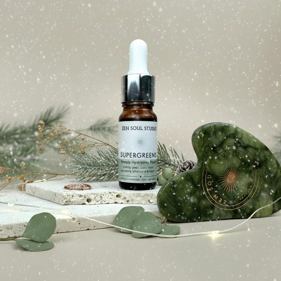 JADE Gua Sha Discovery Set with Supergreens Face Oil ~ Sculpt, Rejuvenate & Glow