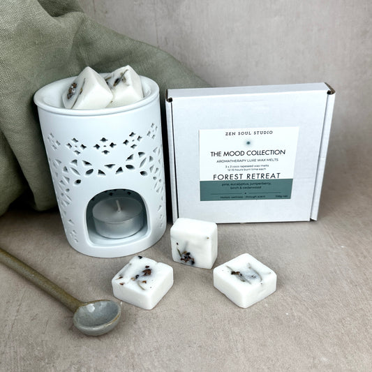 CERAMIC LATTICE WAX MELT BURNER Gift Set – Luxe White Box