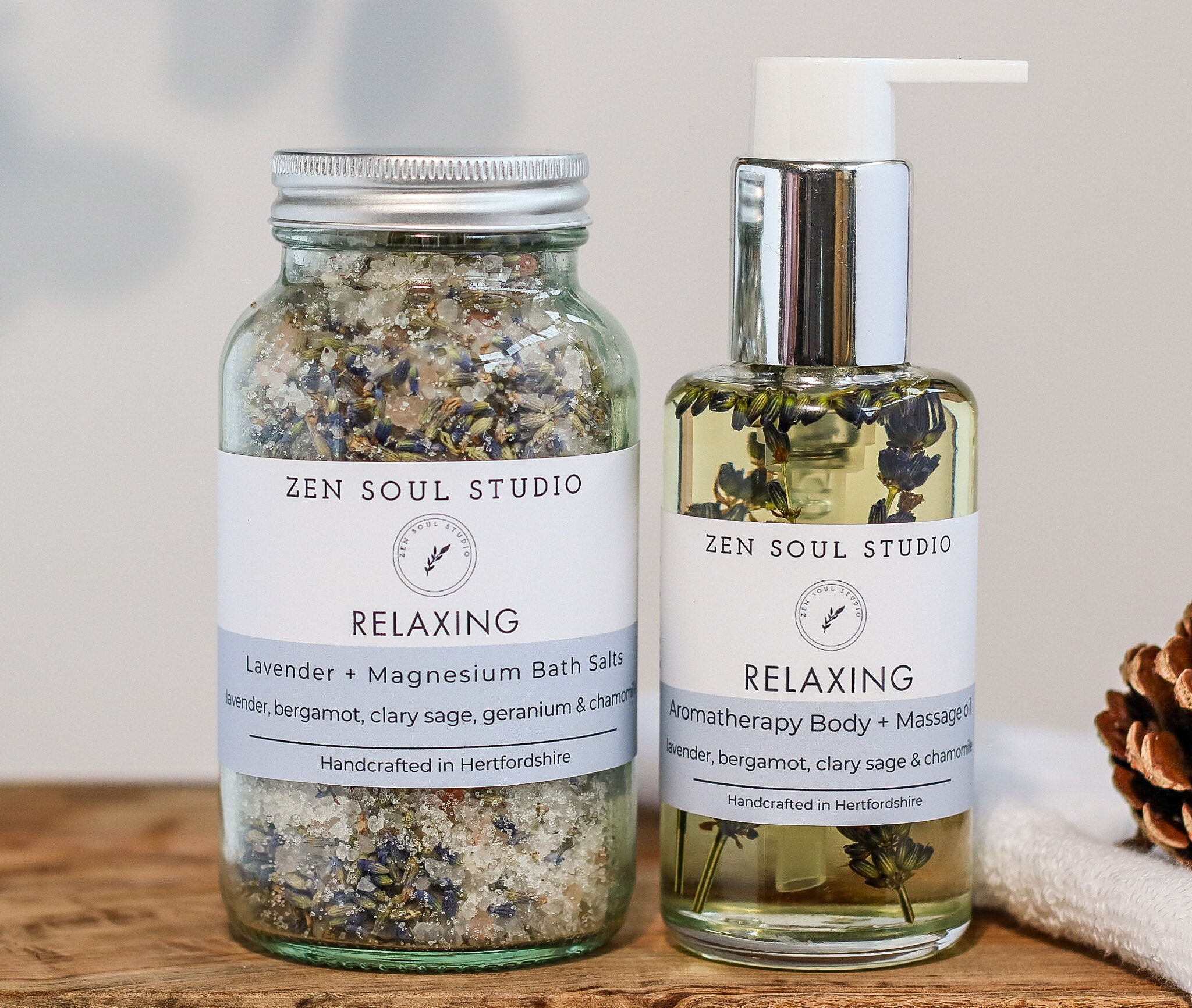 Relaxing Aromatherapy Body + Bath oil + Bath salts