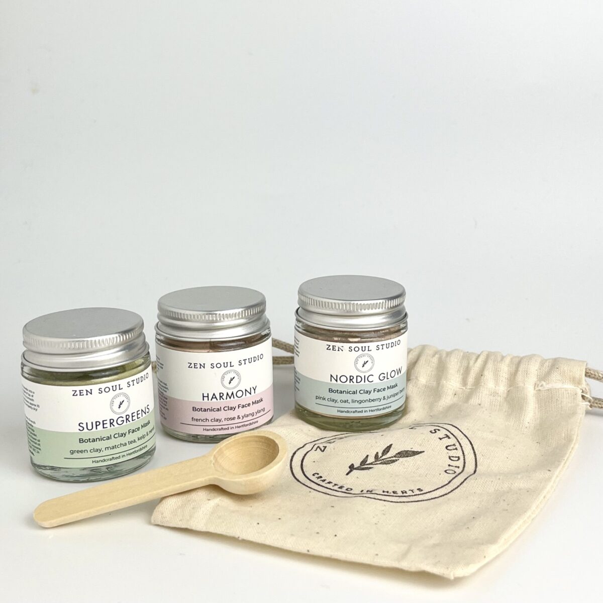 Trio of face clay masks