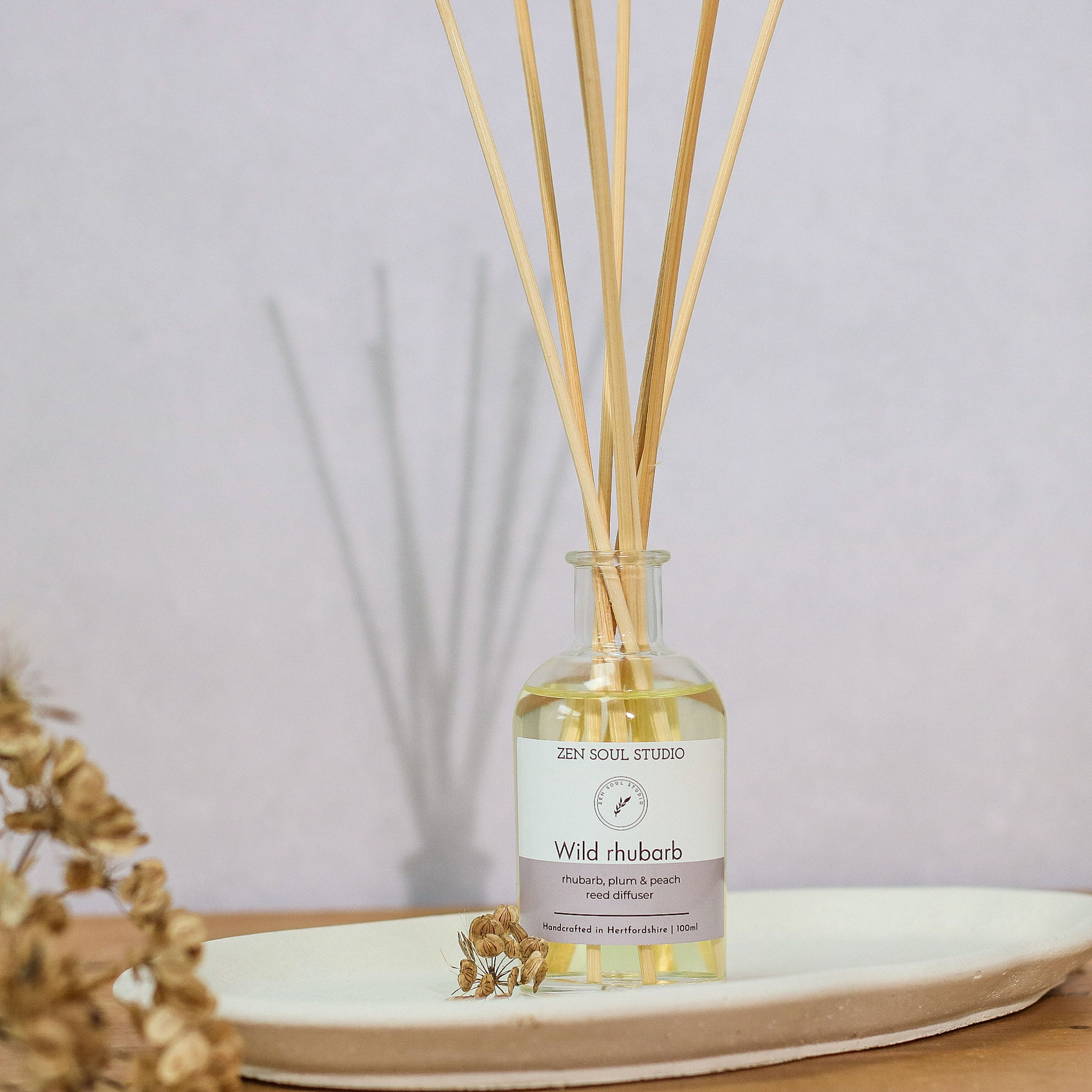 Wild Rhubarb Reed Diffuser in glass bottle